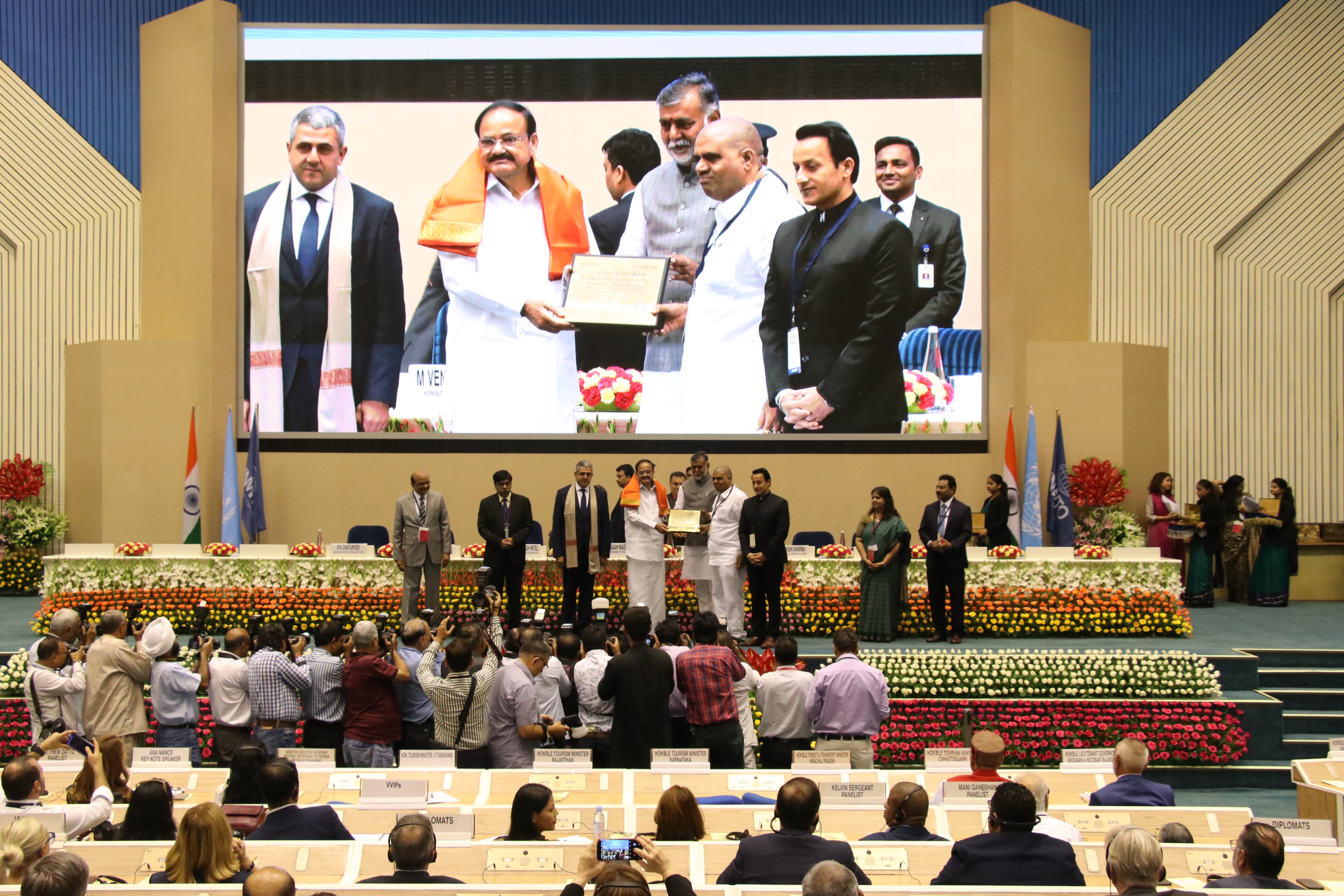 The World Tourism Day celebration & National Tourism Awards function was organized in New Delhi on 27 Sept, 2019. Hon’ble Vice President of India was the Chief Guest at the event, which was presided over by Hon’ble Tourism Minister of India in the presence of Secretary-General, UNWTO.