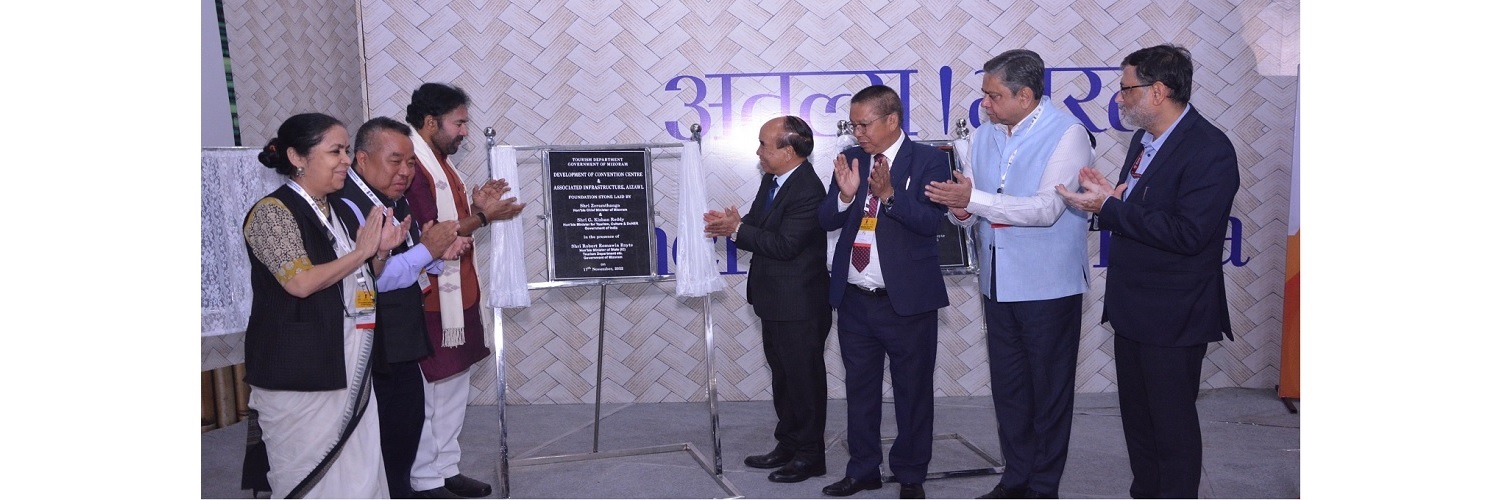 Hon’ble Minister of Tourism Shri G Kishan Reddy & Hon’ble Chief Minister, Mizoram Shri Zoramthanga laid the Foundation Stone for Aizawl Convention Center.