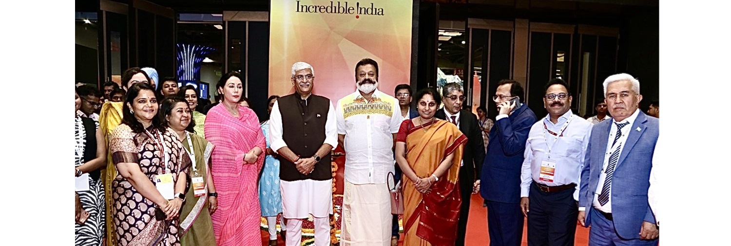 Inauguration of Incredible India exhibition on the eve of the 46th World Heritage Committee Meeting at Hall 14, Bharat Mandapam, New Delhi.