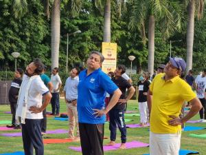 Sh. G. Kishan Reddy, Hon'ble Union Minister for Tourism, Sh. Arvind Singh, Secretary, Ministry of Tourism and Sh. Kamala Vardhana Rao, Director General Tourism took part in the countdown to 41 days for International Yoga Day celebration