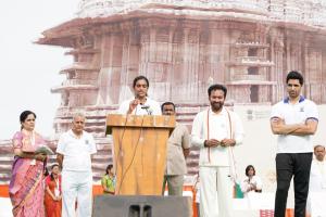 Celebrations of International Day of Yoga 2022 by Ministry of Tourism at Parade Ground, Secunderabad, Telangana.