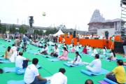 Celebrations of International Day Of Yoga 2022 by Ministry of Tourism at Parade Ground, Secunderabad, Telangana.